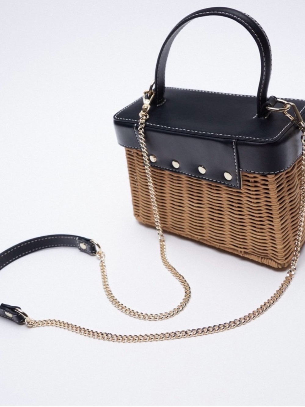 Zara Top Handle Woven Box Bag - Picture 2 of 9